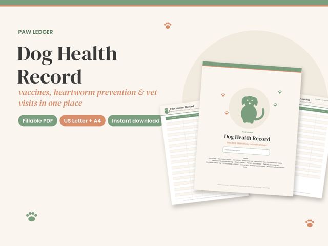 Printable dog health record