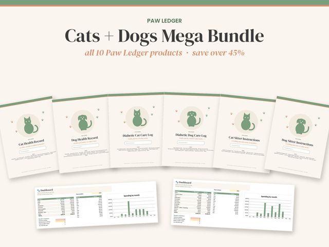Paw Ledger mega bundle of printable pet health logs